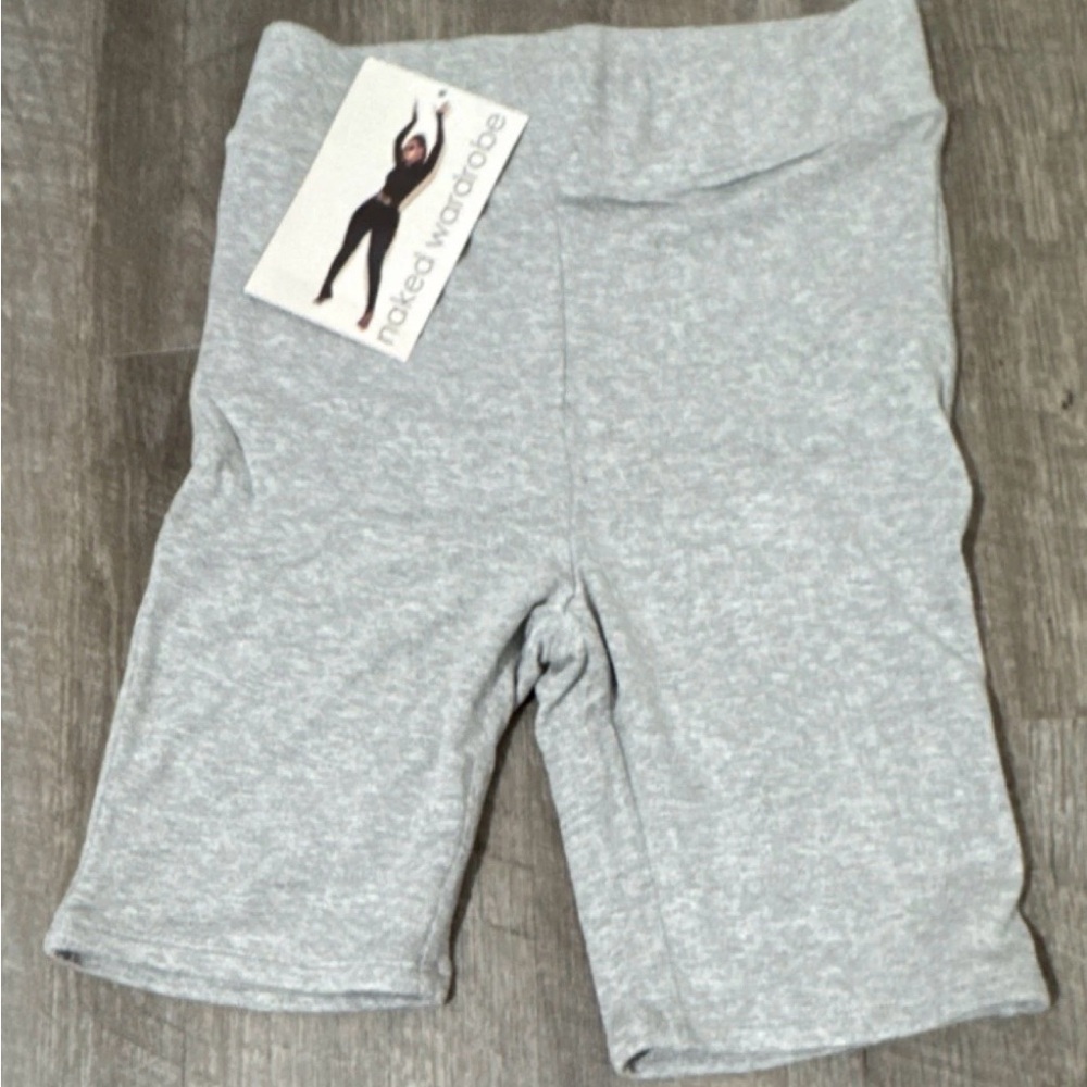 Naked Wardrobe, NWT, Heather Gray High Rise Bike Shorts, Stretch, Slim Fit, S